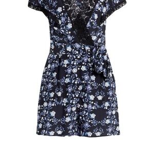 Sandro Black and Blue Floral Romper
